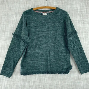 Knox Rose Raw Hem Sweater Womens M Green 0780
